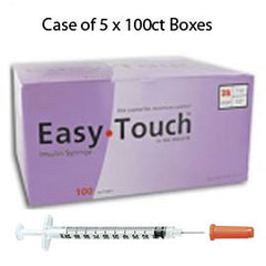 Case of 5 EasyTouch Insulin Syringe - 28G 1CC 1/2" - BX 100
