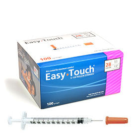 EasyTouch Insulin Syringes - 28G 1CC 1/2 inch - BX 100
