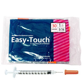 EasyTouch Insulin Syringe - 30G 1CC 5/16" - Polybag of 10ct