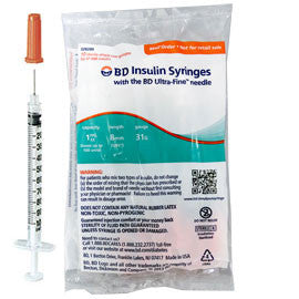 BD Ultra-Fine Insulin Syringe - 1cc 30G 1/2" - Polybag of 10ct