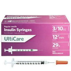 Ulticare Ulti-Fine U-100 Insulin Syringes - 29G 3/10cc 1/2" - BX 100