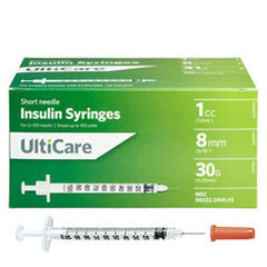 UltiCare Ulti-Thin II U-100 Insulin Syringes - Short Needle - 30G 1 cc 5/16" - BX 100