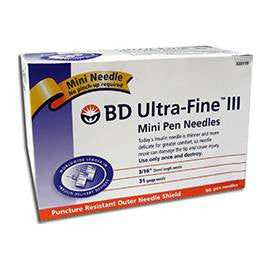 BD Ultra-Fine III Mini Pen Needles - 31G 3/16"  - BX 90