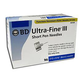BD Ultra-Fine III Short Pen Needles - 31G 5/16" - BX 90