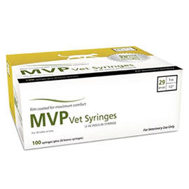 MVP Vet Syringe U40 - 29 Gauge 1cc 1/2" - 100 Per Box
