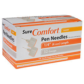 SureComfort Short Pen Needles - 32G 1/4" - BX 100