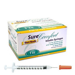 SureComfort U-100 Insulin Syringes Short Needle - 31G 1cc 5/16" - BX 100
