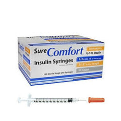 SureComfort U-100 Insulin Syringes - 30G 1/2cc 5/16" - BX 100