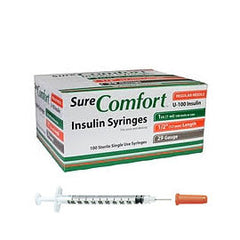 SureComfort U-100 Insulin Syringes - 29G 1cc 1/2" - BX 100