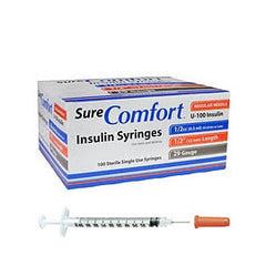 SureComfort U-100 Insulin Syringes - 29G 1/2cc 1/2" - BX 100