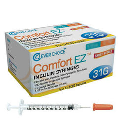 Clever Choice Comfort EZ Insulin Syringes - 31G U-100 1 cc 5/16" - BX 100