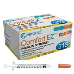 Clever Choice Comfort EZ Insulin Syringes - 31G U-100 3/10 cc 5/16" - BX 100