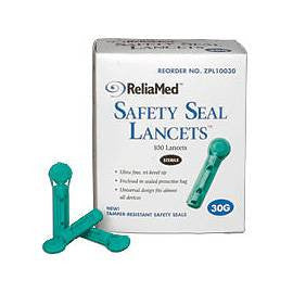 ReliaMed Safety Seal Lancets - 30G, Box of 100