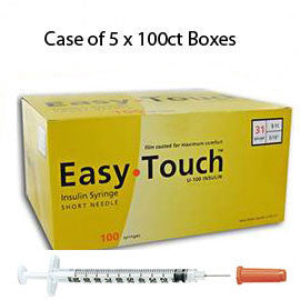 Case of 5 EasyTouch Insulin Syringe - 31G 1CC 5/16" - BX 100