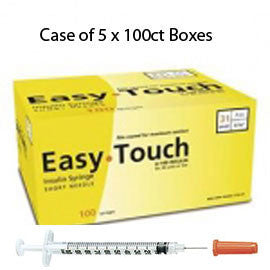 Case of 5 EasyTouch Insulin Syringe - 31G .5cc 5/16" - BX 100
