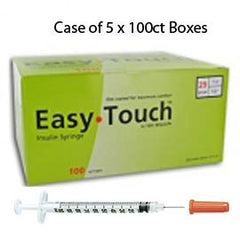 Case of 5 EasyTouch Insulin Syringe - 29G 1CC 1/2" - BX 100