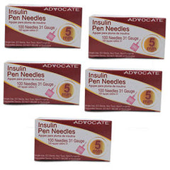 Advocate Mini Pen Needle - 31G 5mm 3/16"- BX 100 - Case of 5