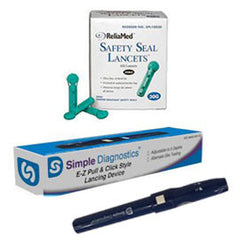 Simple Diagnostics Adjustable Lancing Device w/ Reliamed Safety Seal Lancets - 100ct